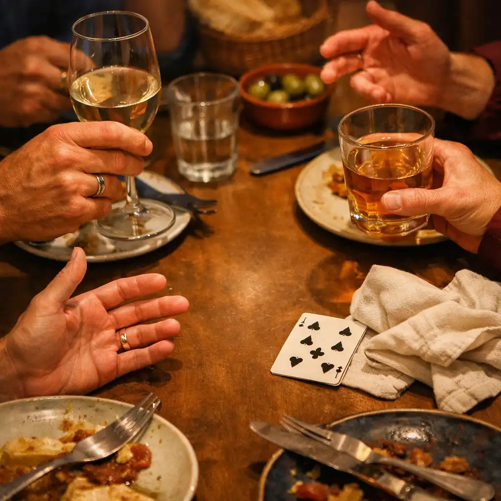 Verres et ambiance de salle conviviale au Jardin Mistral